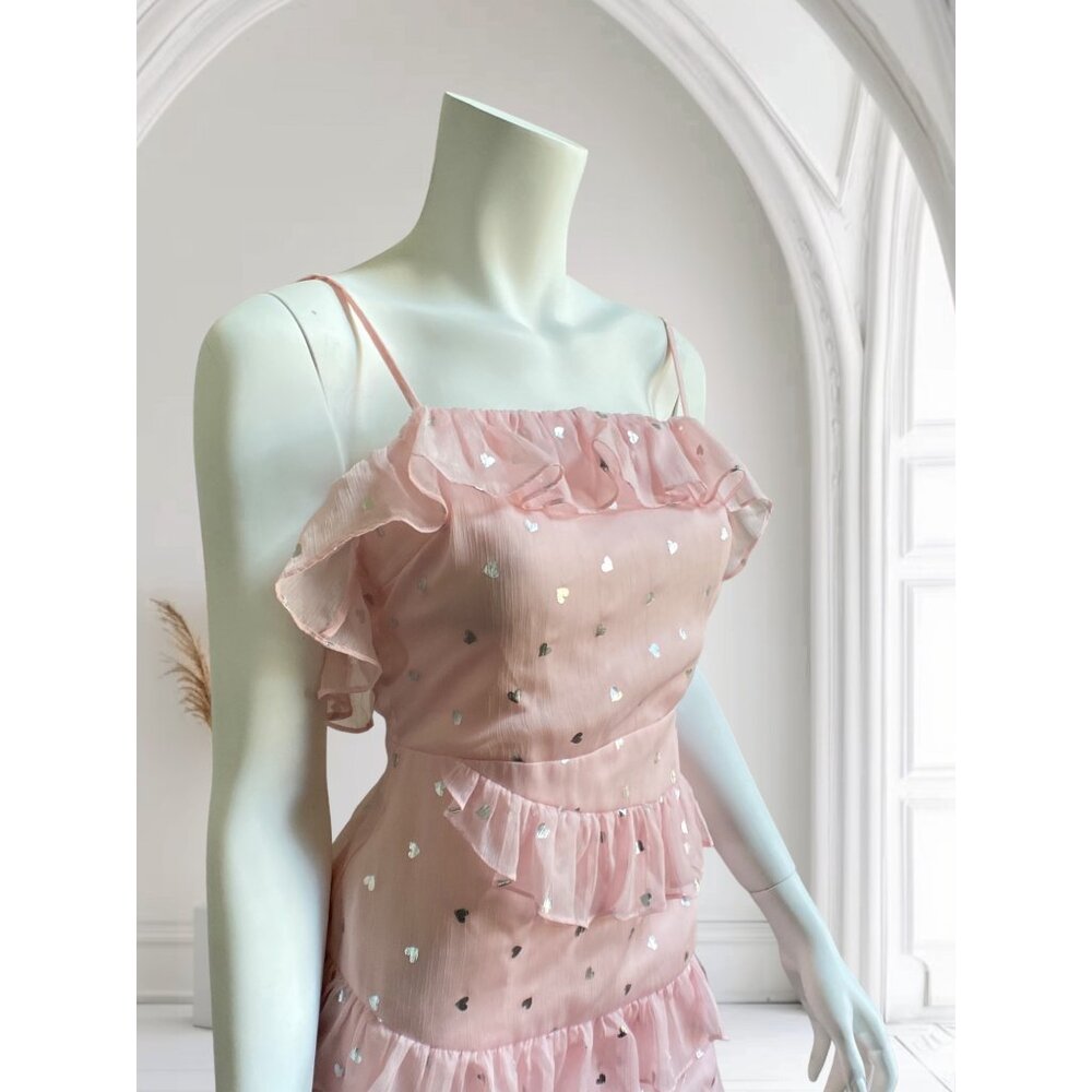 Lovers + Friends Pink Ruffle Trinity Mini Dress, size X Small - Picture 12 of 14